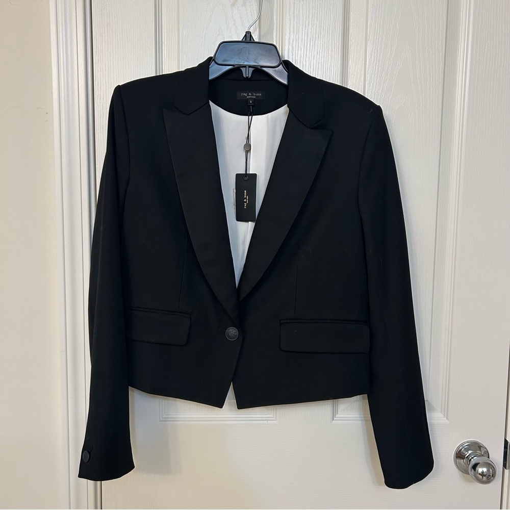 rag & bone Valerie Italian Wool Blazer in Black Size 6 - Picture 5 of 9